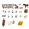 LEAN TOYS Set de granja con tractor y granero, animales, figuras y accesorios, 44 piezas
