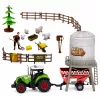 LEAN TOYS Set de granja con tractor, establo, silo, figuras, animales, herramientas - 49 piezas