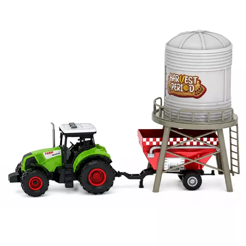 LEAN TOYS Set de granja con tractor, establo, silo, figuras, animales, herramientas - 49 piezas