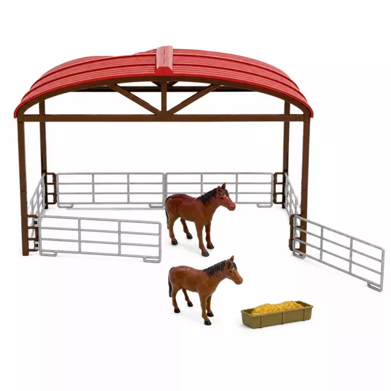 LEAN TOYS Set de granja con tractor, establo, silo, figuras, animales, herramientas - 49 piezas