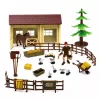 LEAN TOYS Set de granja con tractor, molino de viento, establo, remolque y figuras de animales, 45 piezas