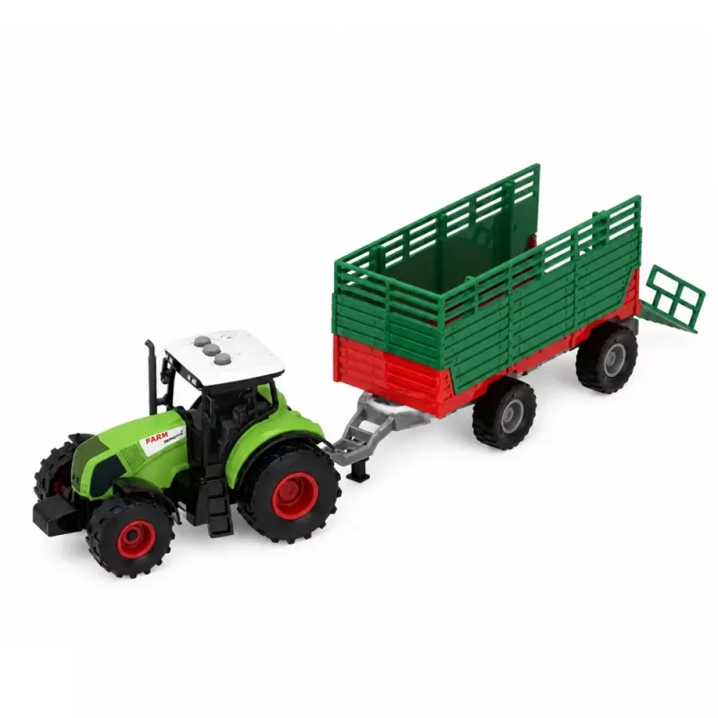 LEAN TOYS Set de granja con tractor, molino de viento, establo, remolque y figuras de animales, 45 piezas
