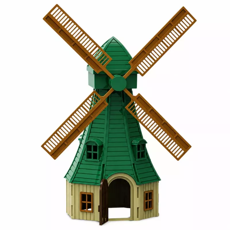 LEAN TOYS Set de granja con tractor, molino de viento, establo, remolque y figuras de animales, 45 piezas