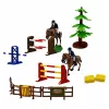 LEAN TOYS Set granja cuadra de caballos salto de obstáculos colinas figuras accesorios 69 piezas