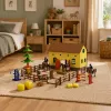 LEAN TOYS Set granja cuadra de caballos salto de obstáculos colinas figuras accesorios 69 piezas
