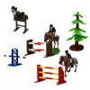 LEAN TOYS Set granja yeguada tractor circuito de obstáculos saltos colinas caballos figuras 72 uds.