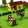 LEAN TOYS Set granja yeguada circuito de obstáculos cuadra figuras de caballos 26 piezas