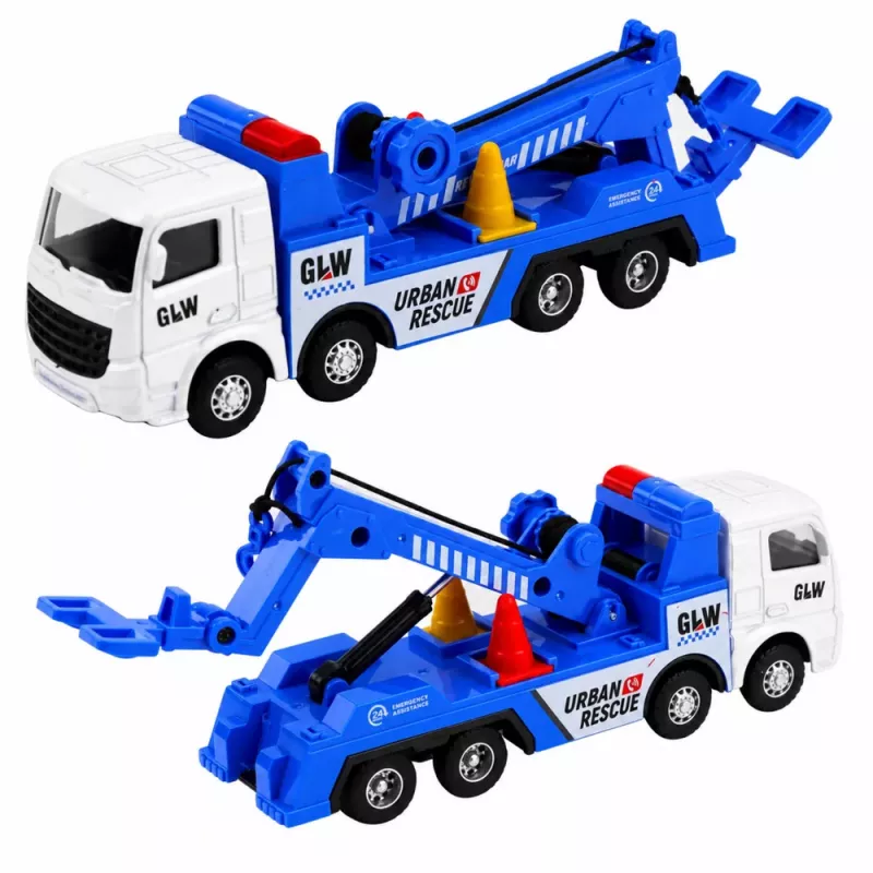 LEAN TOYS Camión grúa cabina metálica gancho ajustable 1:55