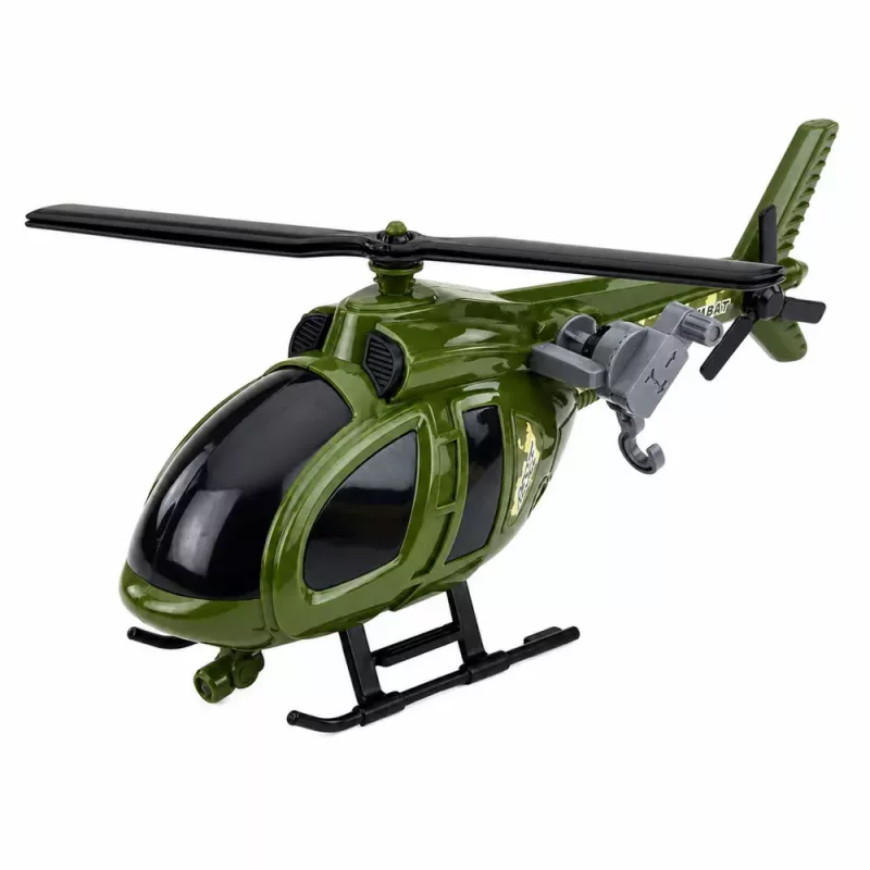 LEAN TOYS Helicóptero militar con gancho, luces y sonidos verde