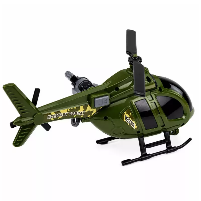 LEAN TOYS Helicóptero militar con gancho, luces y sonidos verde
