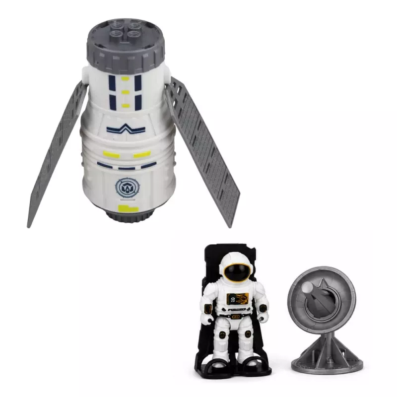 LEAN TOYS Set nave espacial satélite cápsula antena de comunicación astronauta