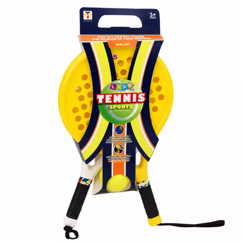 LEAN TOYS Set Deportivo para Tenis de Playa, Tenis de Jardín, Palas, Pelota de Espuma
