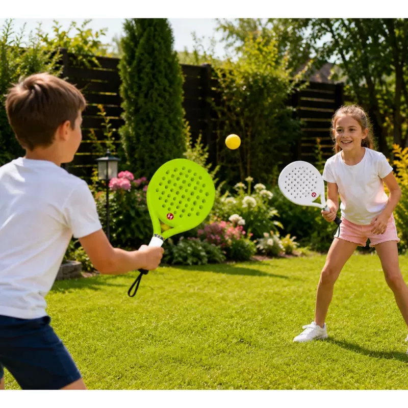 LEAN TOYS Set Deportivo de Tenis de Playa y Jardín con Palas y Pelotas de Espuma