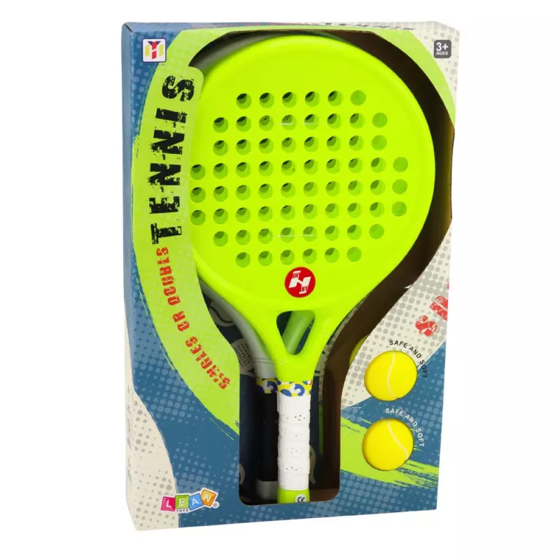 LEAN TOYS Set Deportivo de Tenis de Playa y Jardín con Palas y Pelotas de Espuma