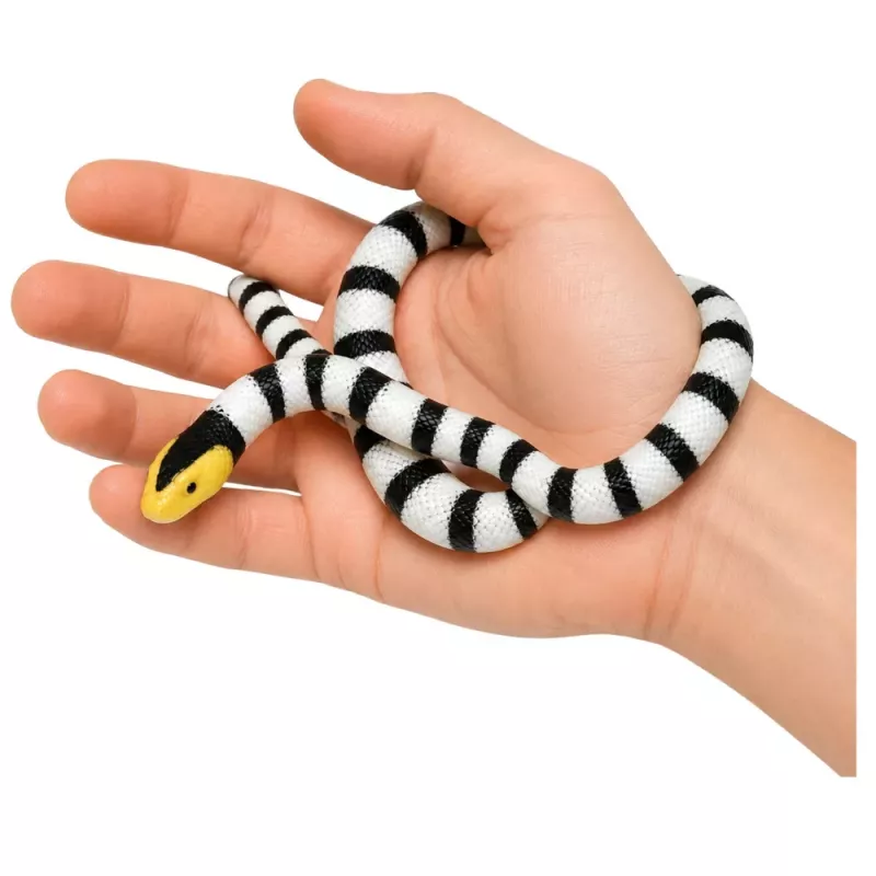 LEAN TOYS Figura de Serpiente de Goma Elástica Realista Blanco y Negro 33 cm