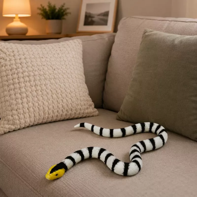 LEAN TOYS Figura de Serpiente de Goma Elástica Realista Blanco y Negro 33 cm