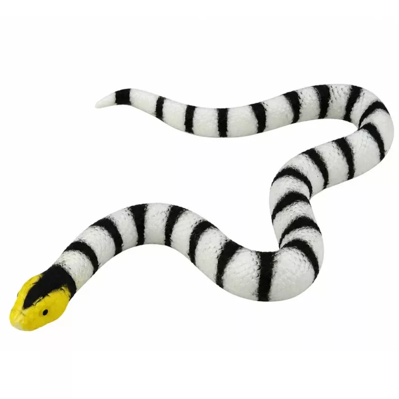 LEAN TOYS Figura de Serpiente de Goma Elástica Realista Blanco y Negro 33 cm