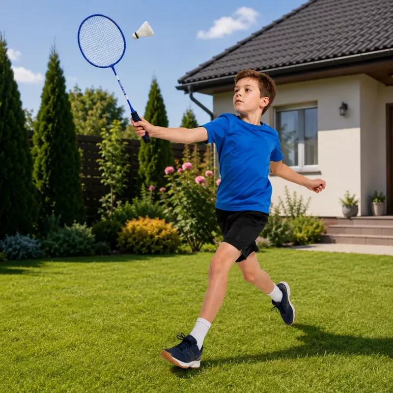 LEAN TOYS Set de Bádminton Palas Volantes Bolsa Azul