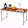 LEAN Mesa de Camping Plegable Altura Ajustable Maleta Madera
