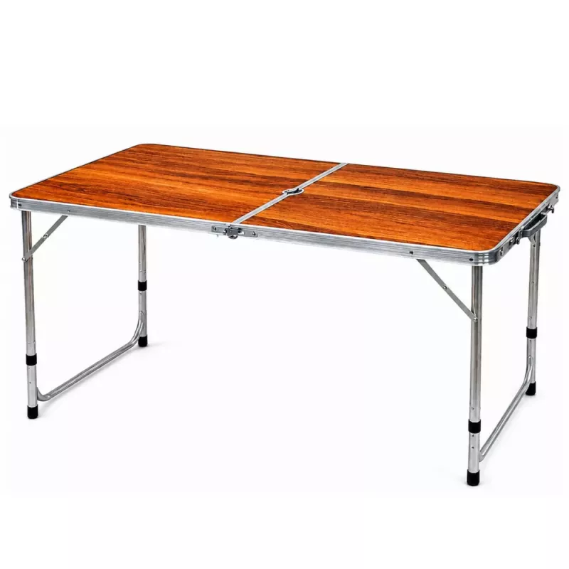 LEAN Mesa de Camping Plegable Altura Ajustable Maleta Madera