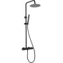 DEANTE ducha de lluvia con grifería de ducha - conjunto de ducha de lluvia termostático, negro mate, cuadrado 250x250 mm