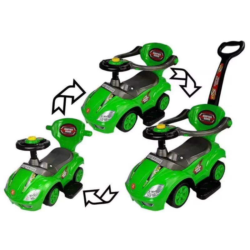 LEAN CARS Correpasillos para niños con asa para padres Mega Car 3en1 verde