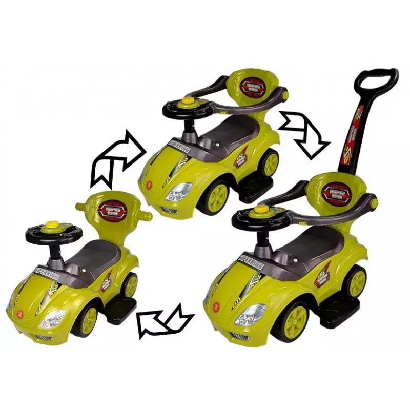 LEAN CARS Correpasillos para niños con asa para padres Mega Car 3en1 amarillo