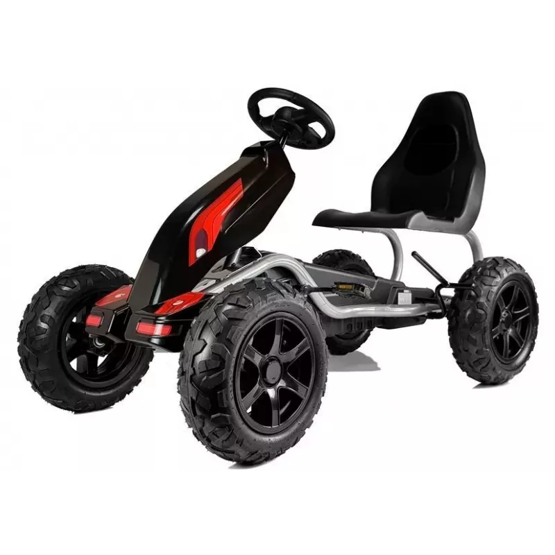LEAN CARS Go-kart B012 neumáticos inflables negro Pedal Go-Kart para niños 3-8 años