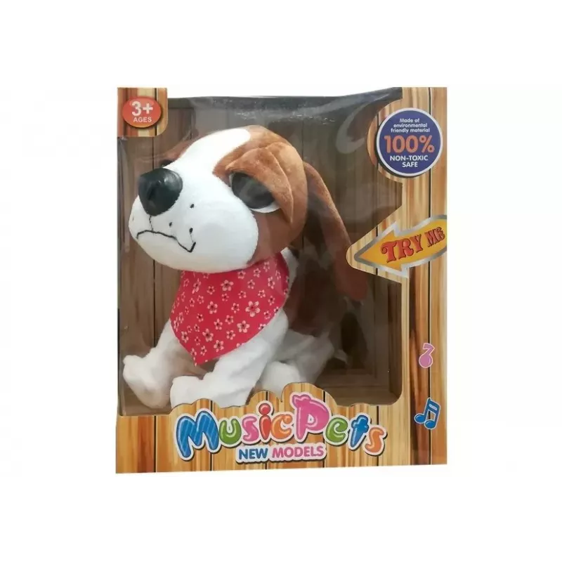 LEAN TOYS Perro interactivo con correa, ladra, mueve la cola, sensores