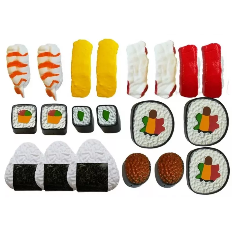 LEAN TOYS Set de sushi infantil con cubiertos - Juguete de madera de 27 piezas para juego de roles