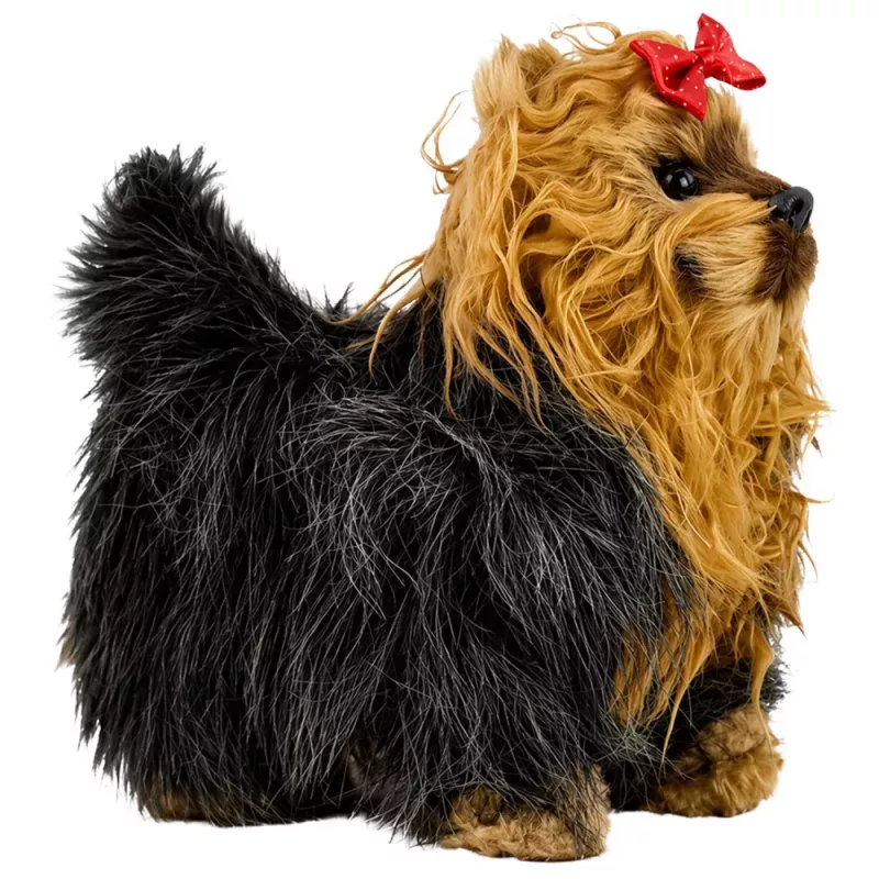 LEAN TOYS Perro York interactivo se mueve ladra marrón-negro