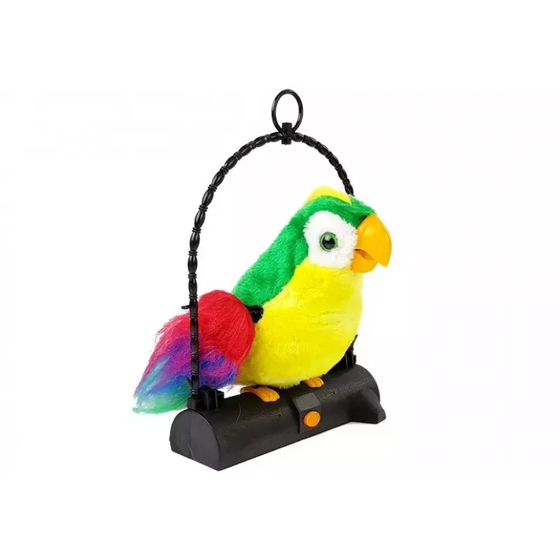 LEAN TOYS Loro parlante repite palabras mueve alas luces LED verde