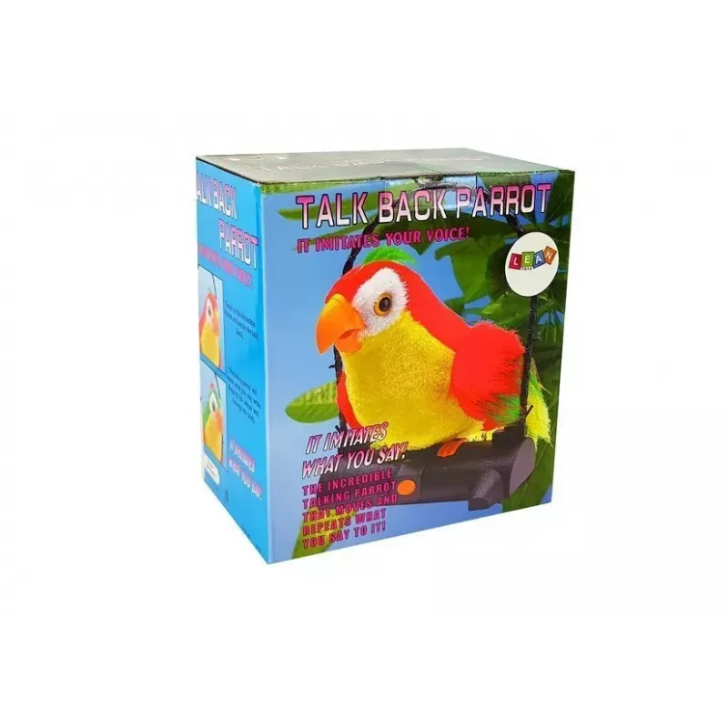 LEAN TOYS Loro parlante repite palabras mueve alas luces LED verde