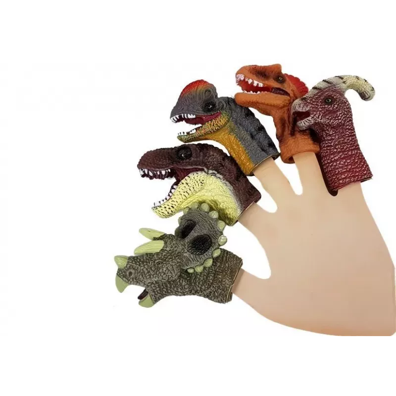 LEAN TOYS Marionetas de dedo dinosaurios 5 piezas