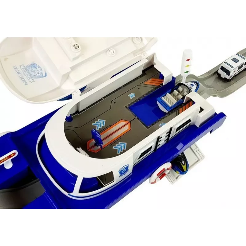 LEAN TOYS Barco de transporte policial con coches, sonidos y luces