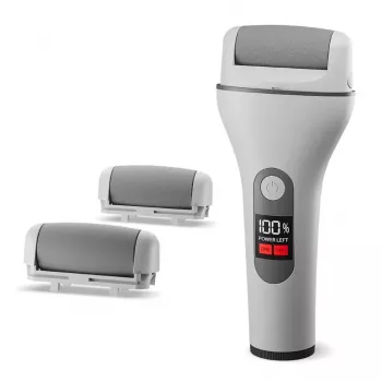 Ray Battler RB 0018 Callus Remover - Lima eléctrica recargable para pies con 3 cabezales de rodillo, IPX7 resistente al agua, uso en húmedo y en seco