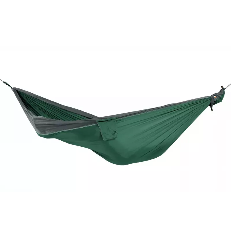 Ticket To The Moon TRAVEL HAMMOCK - Hamaca original para 2 personas, nailon, verde oscuro y gris claro