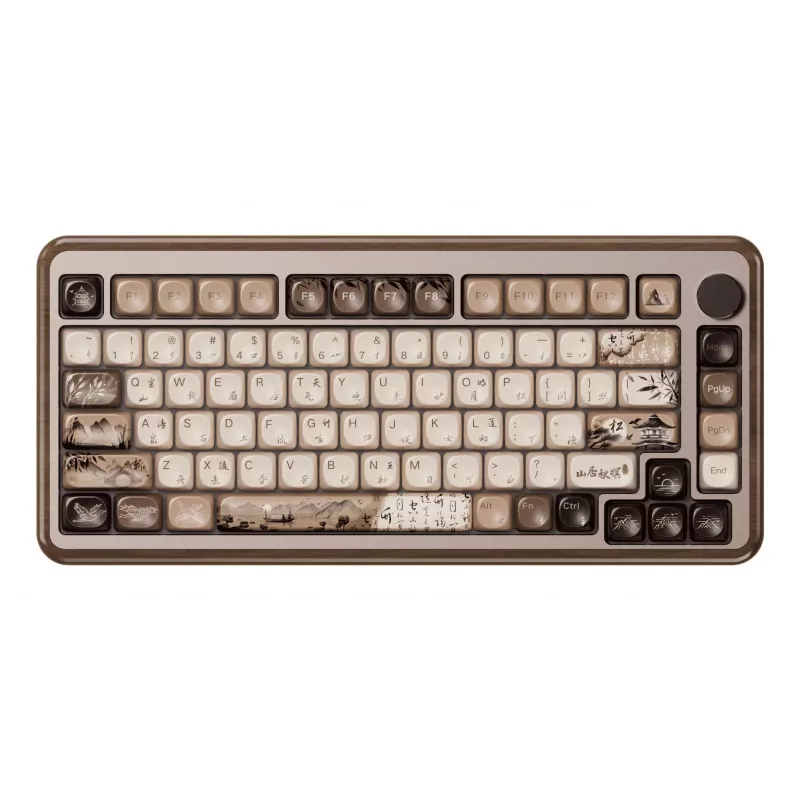 AKKO MU02 Mountain Seclusion Teclado mecánico 65% - Multimodo (Bluetooth/2,4GHz/cable) con switches Akko CS Jelly White, RGB, teclas PBT ASA, 68 teclas