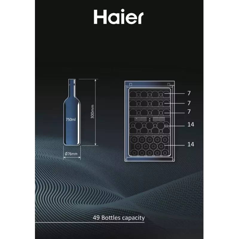 Haier HWS49GAE Wine Bank 50 Serie 3 Vinoteca de compresor independiente negra 49 botellas