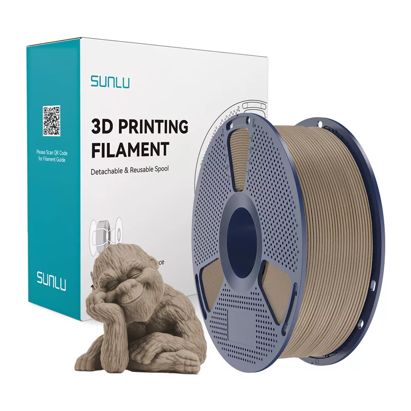 SUNLU Wood Filament 1,75 mm PLA+Wood Fiber 1 kg color madera natural para impresoras 3D FDM