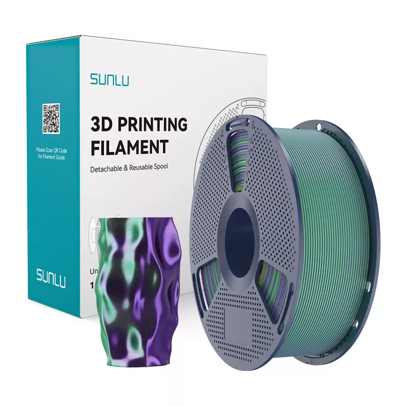 SUNLU PLA+ Silk Dual Color Filament 1,75 mm verde y lila 1 kg