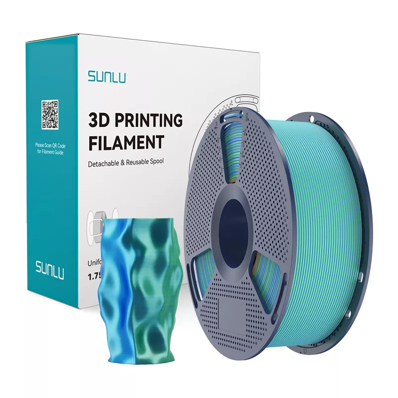 SUNLU PLA+ Silk Dual Color Filament 1,75 mm azul-verde 1 kg