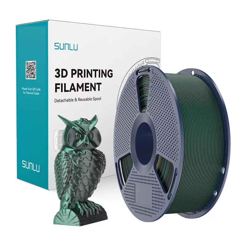 SUNLU PLA+ Silk Dual Color Filament (negro y verde) 1,75 mm 1 kg