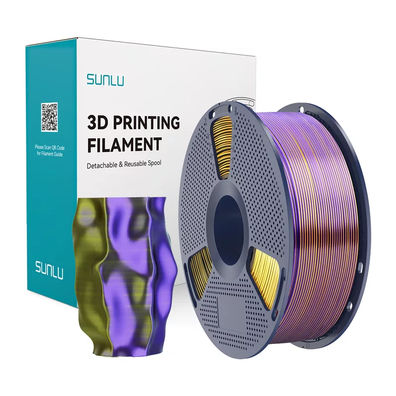 SUNLU PLA+ Silk Tri-Color Filament 1,75 mm 1 kg negro oro lila