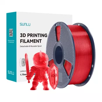 SUNLU PLA+ Filamento (Rojo transparente) 1,75 mm 1 kg