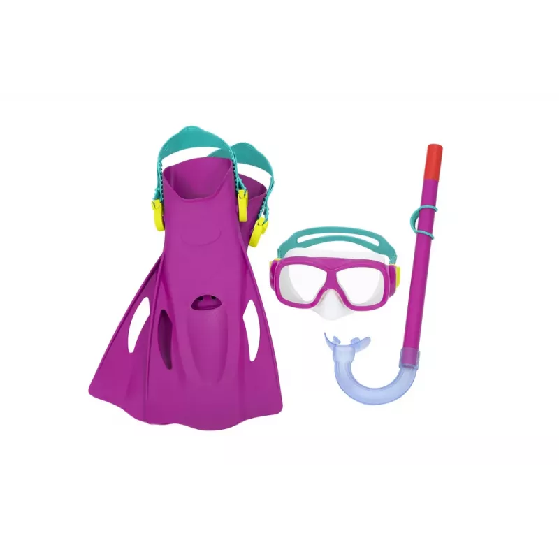 Bestway Set de buceo máscara, tubo, aletas rosa 25019