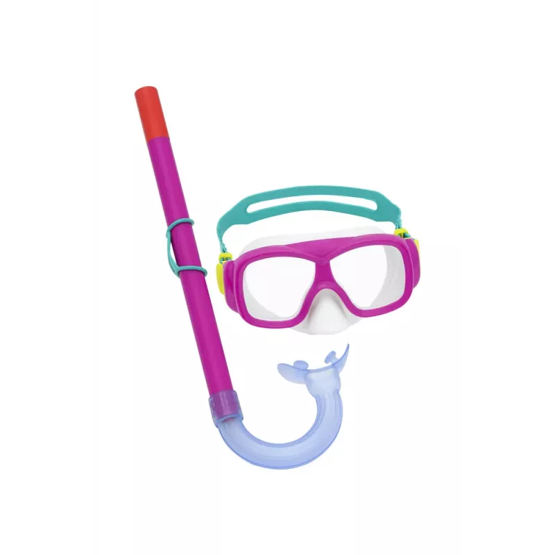 Bestway Set de buceo máscara, tubo, aletas rosa 25019