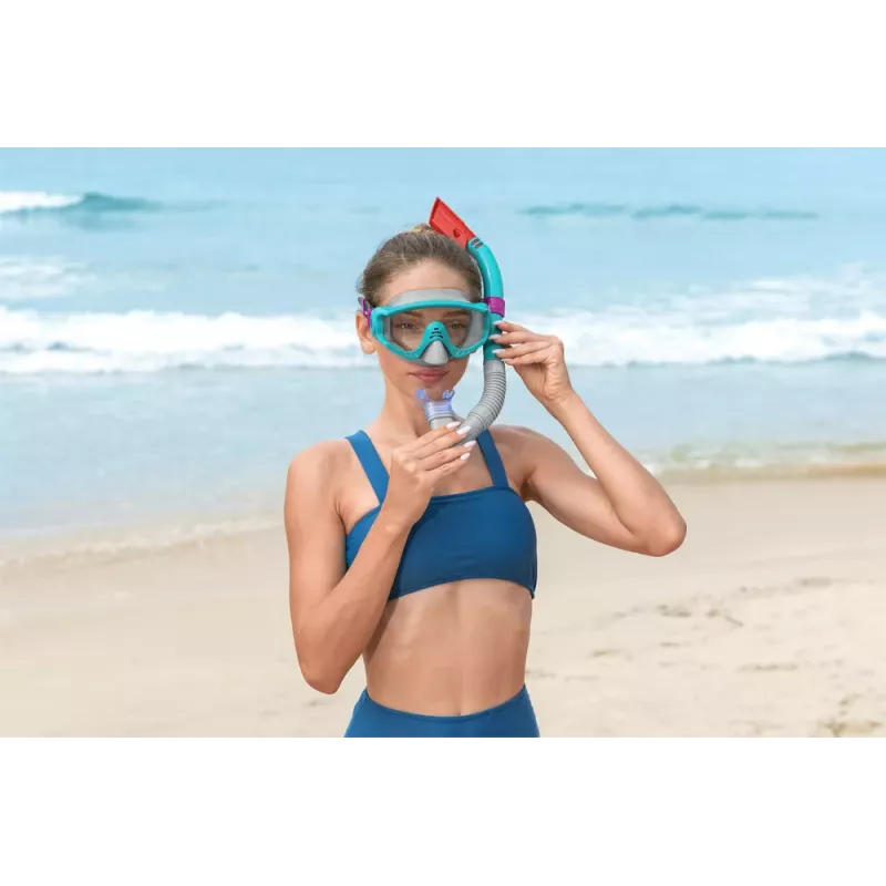 Bestway Set de buceo máscara, tubo, aletas azul 25020