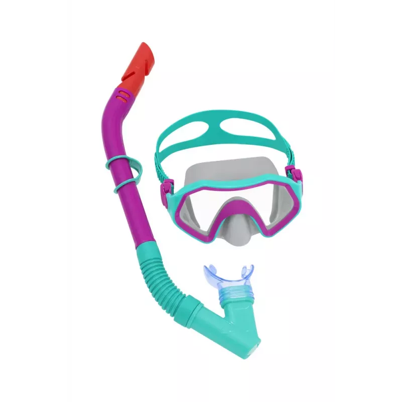 Bestway 25046 Set de snorkel junior rosa máscara, aletas, tubo para niños 3-6 años