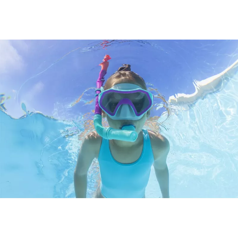 Bestway 25046 Set de snorkel junior rosa máscara, aletas, tubo para niños 3-6 años